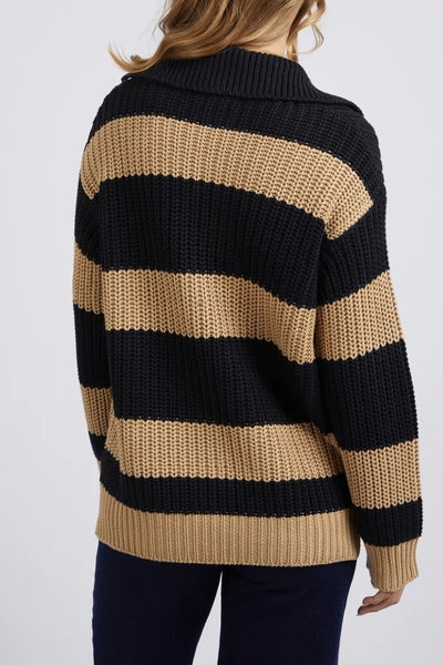 Foxwood Estella Stripe Knit | Black/Tan