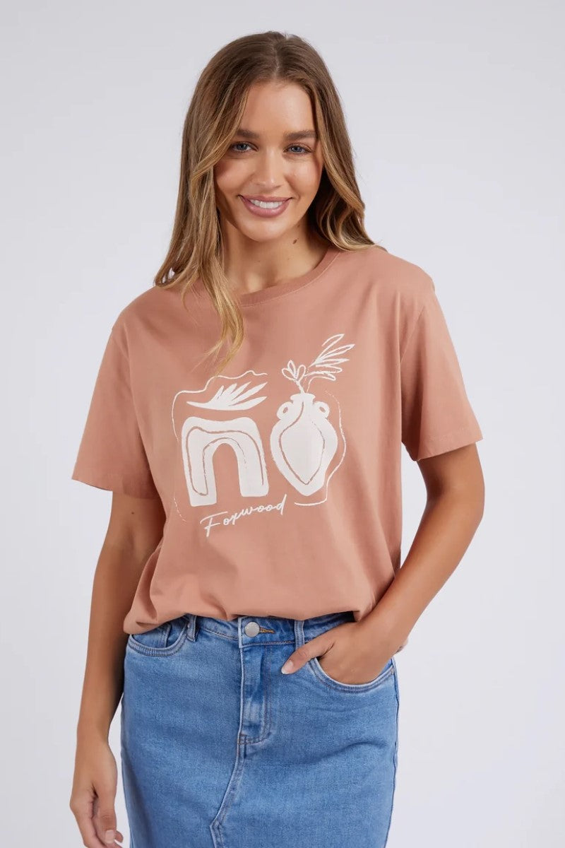 Foxwood Etched Geo Tee | Clay Pink