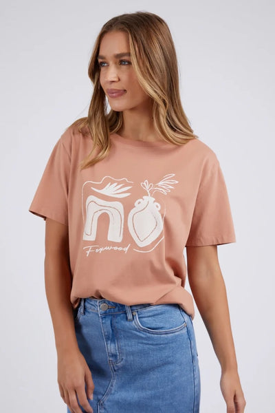 Foxwood Etched Geo Tee | Clay Pink