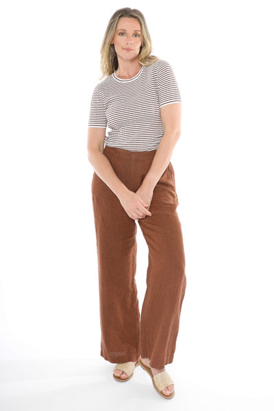 Jump Front Fly Linen Pant | Sepia