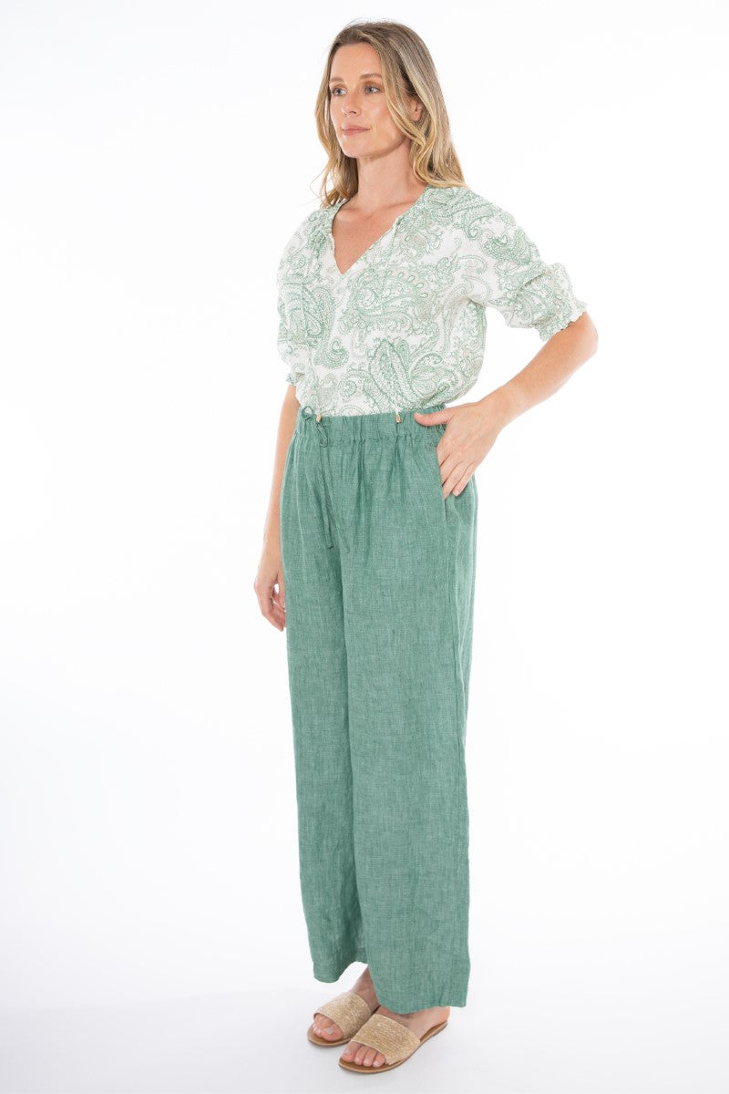 Jump Wide Leg Linen Pant | Honeydew