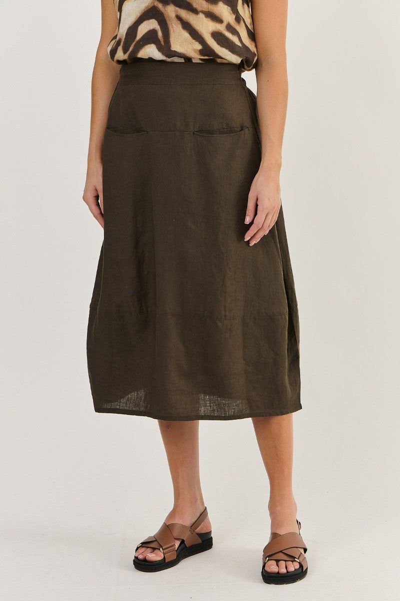 Naturals 384 Linen Skirt | Espresso