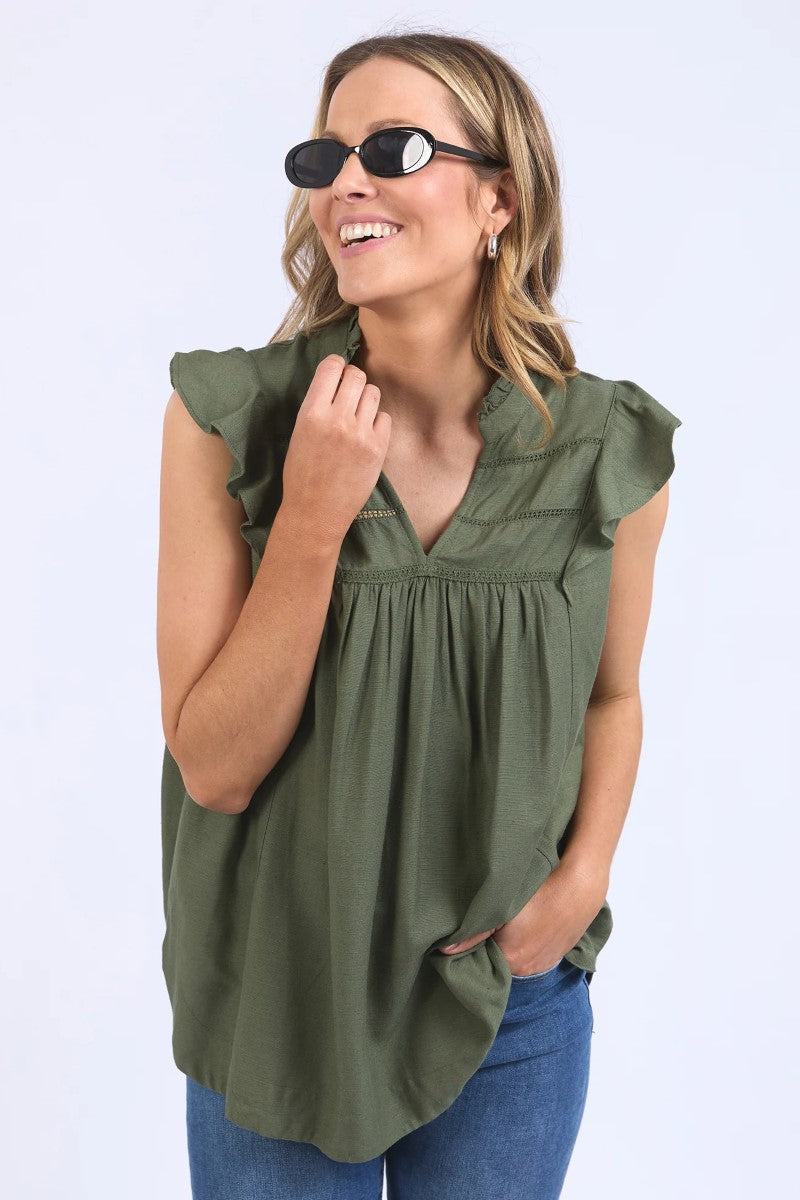 Elm Market Lace Trim Blouse | Clover