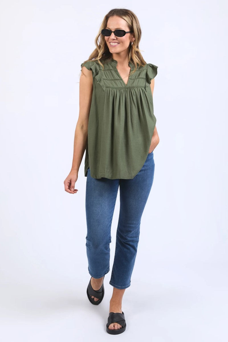 Elm Market Lace Trim Blouse | Clover