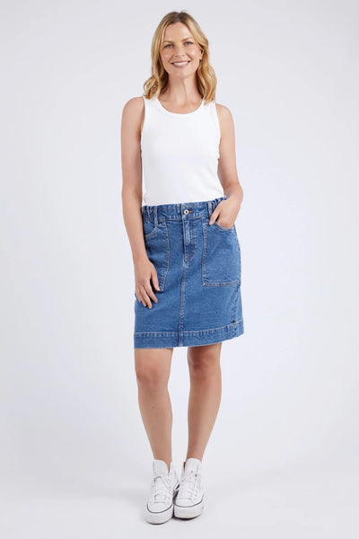 Elm Atlas Denim Skirt | Dark Blue