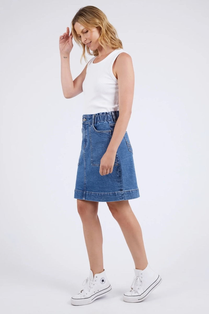 Elm Atlas Denim Skirt | Dark Blue