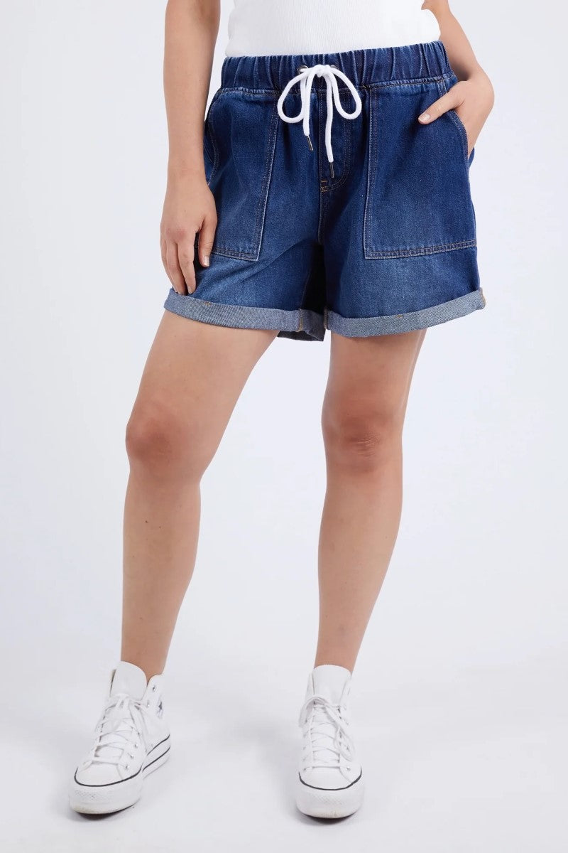 Elm Emma Relaxed Denim Short | Dark Blue