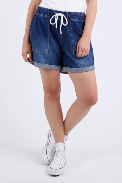 Elm Emma Relaxed Denim Short | Dark Blue