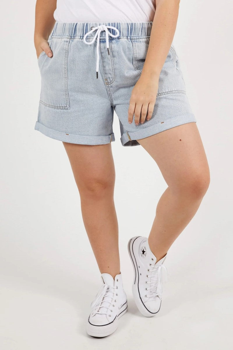 Elm Emma Relaxed Denim Short | Light Blue