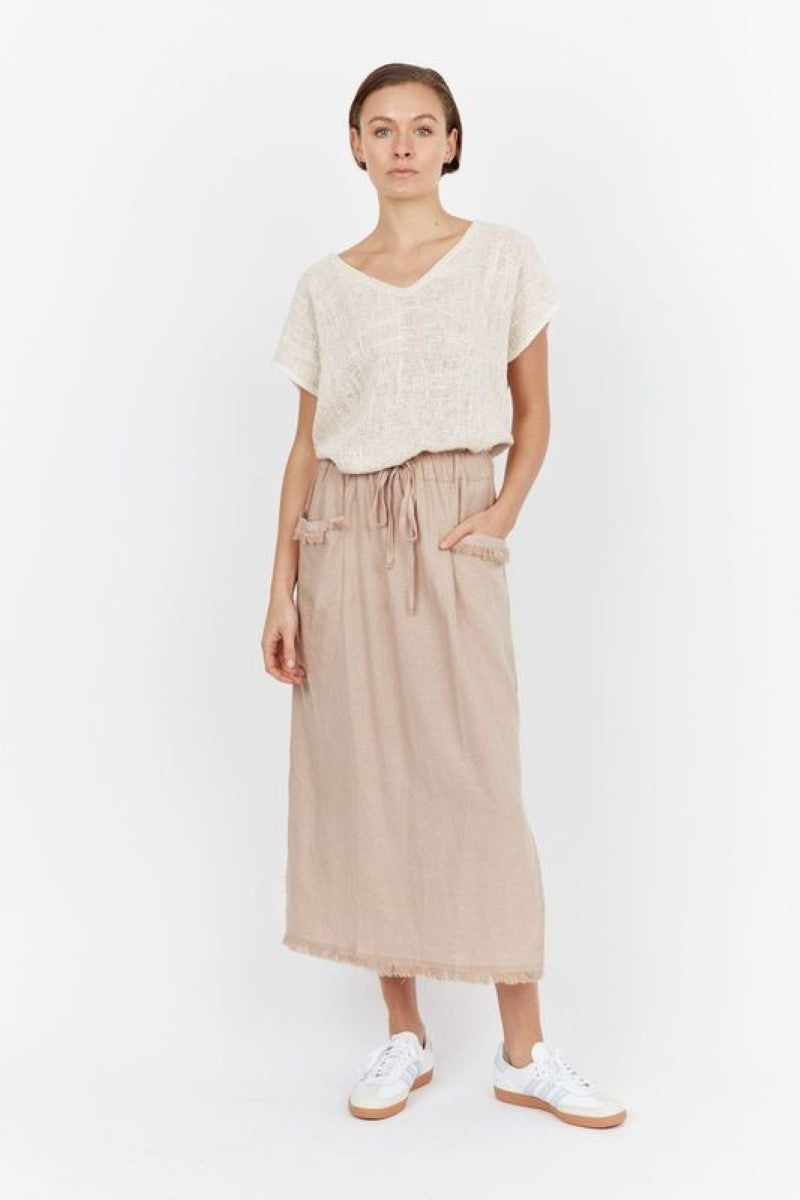 Carbon Joshua Frayed Skirt | Oatmeal