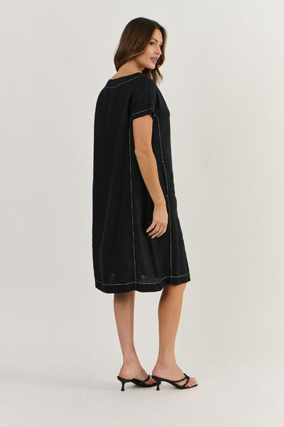 Naturals 520 Linen Dress | Black