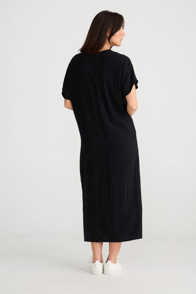 Brave + True Portsea Kaftan | Black Pinstripe