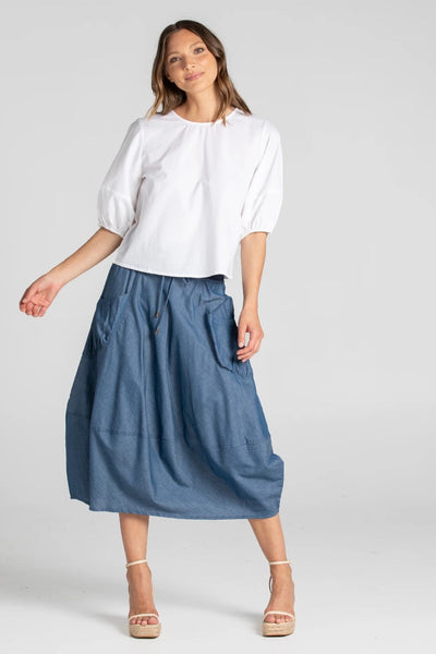 Boom Shankar Guru Skirt | Blue Chambray