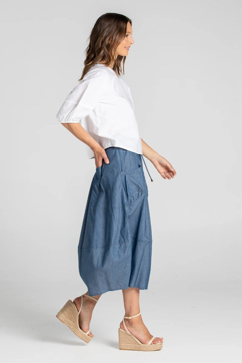 Boom Shankar Guru Skirt | Blue Chambray