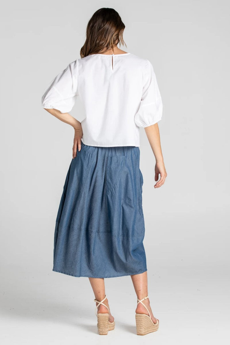 Boom Shankar Guru Skirt | Blue Chambray