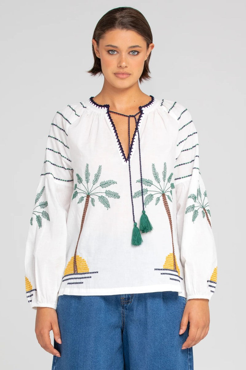 Boom Shankar Palm Shirt | White