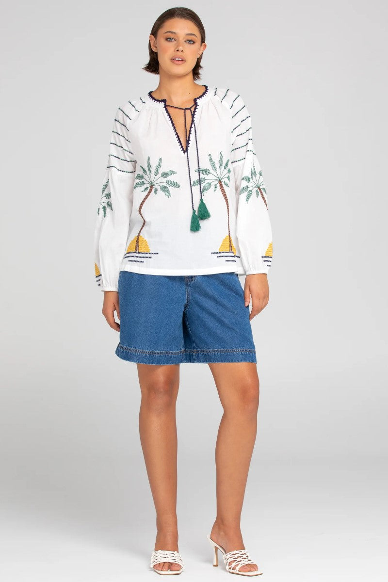 Boom Shankar Palm Shirt | White