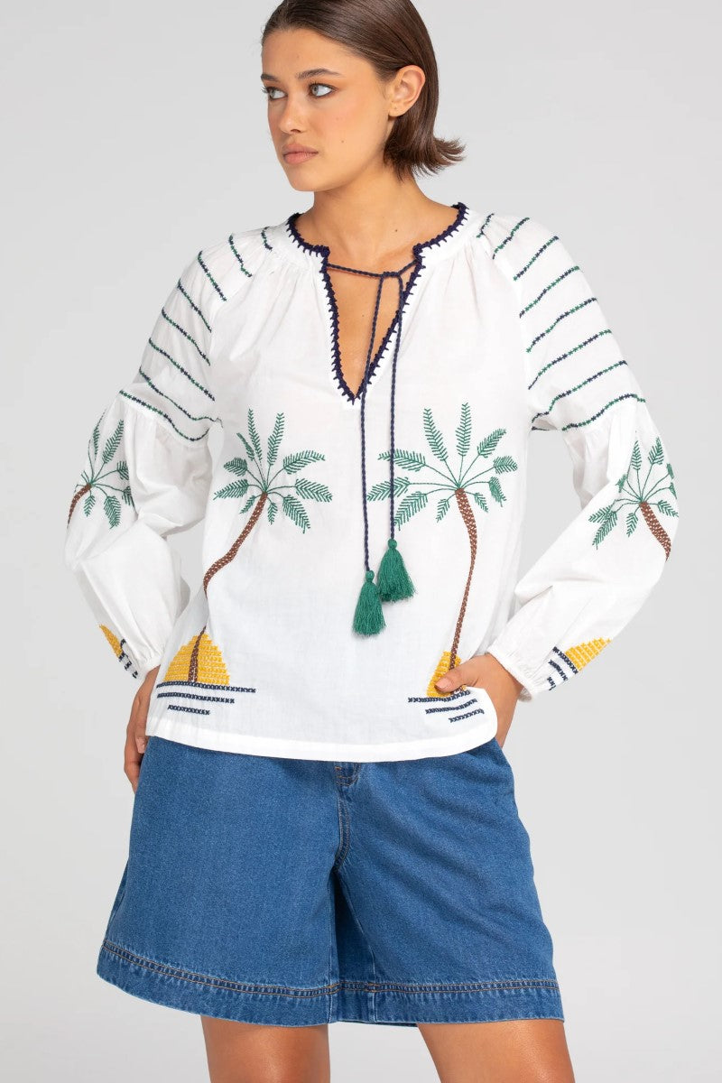 Boom Shankar Palm Shirt | White