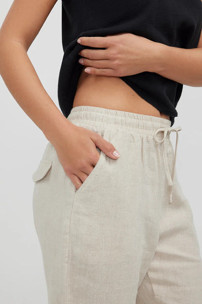 Humidity Lido 3/4 Linen Pant | Natural