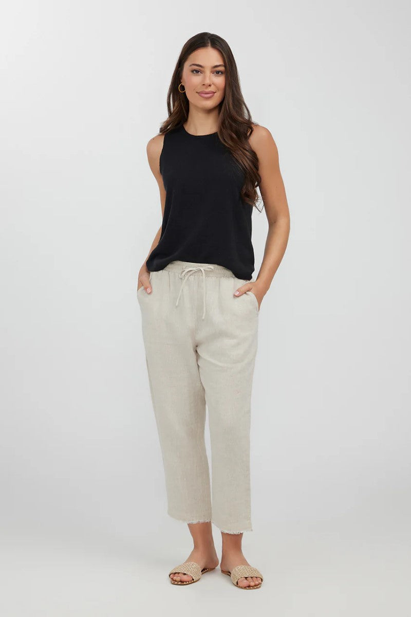 Humidity Lido 3/4 Linen Pant | Natural