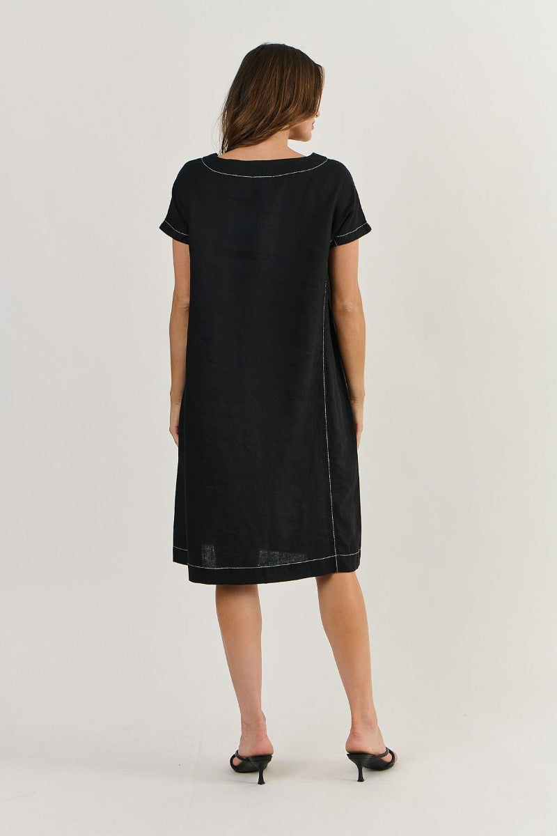 Naturals 520 Linen Dress | Black