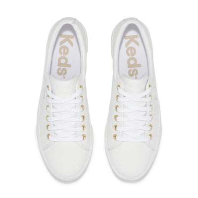 Keds Jump Kick Duo Leather Shoes | White/Gold