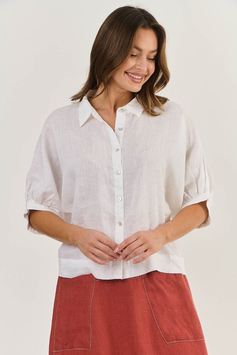 Naturals 471 Linen Top | White