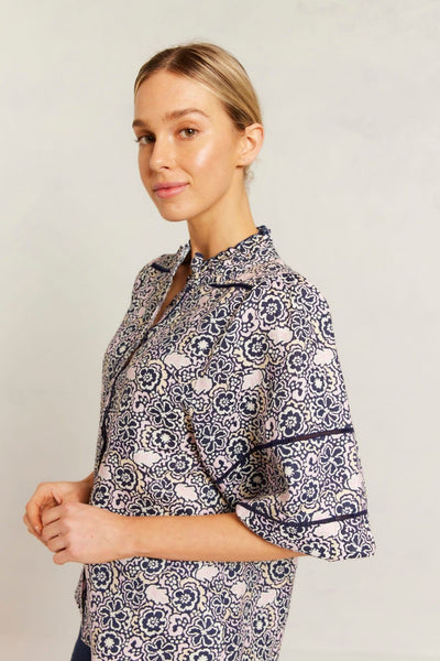 Alessandra Lia Shirt | Navy Raya