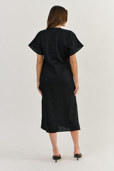 Naturals 522 Linen Dress | Black