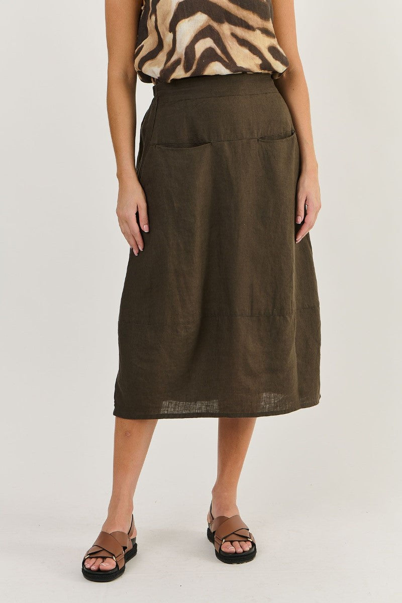 Naturals 384 Linen Skirt | Espresso