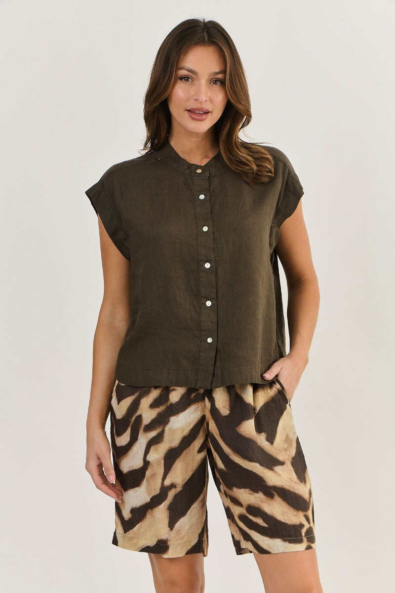 Naturals 429 Linen Top | Espresso