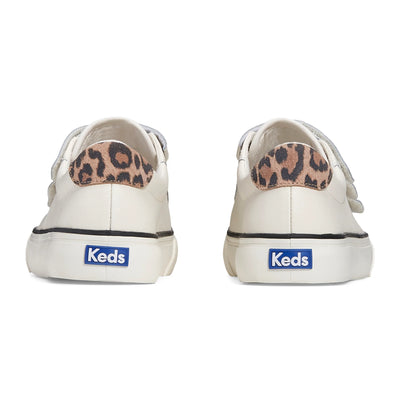 Keds Jump Kick Leather Velcro Shoes | White/Tan