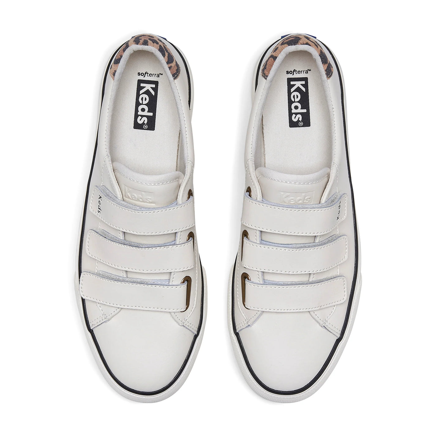 Keds Jump Kick Leather Velcro Shoes | White/Tan