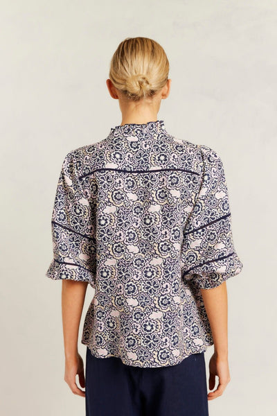 Alessandra Lia Shirt | Navy Raya