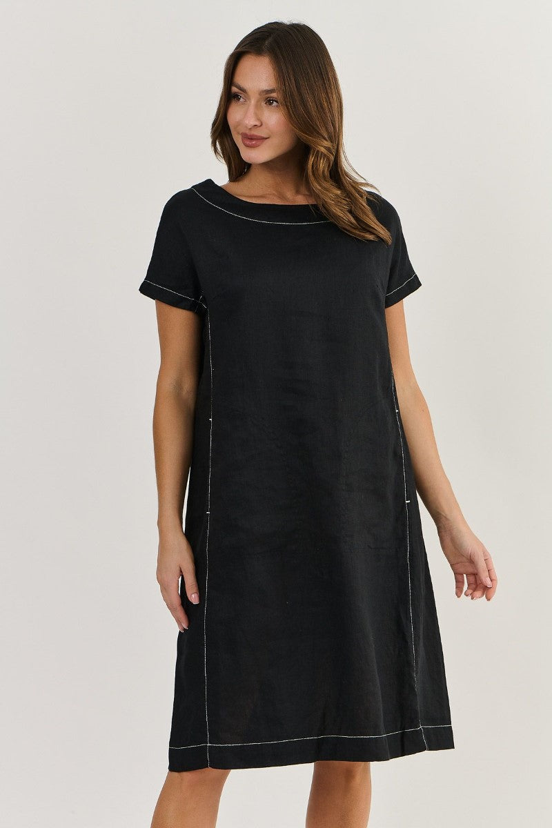 Naturals 520 Linen Dress | Black