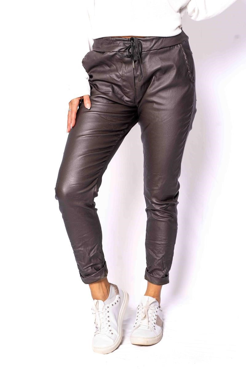 Italian Closet Dale Pleather Pant | Chocolate