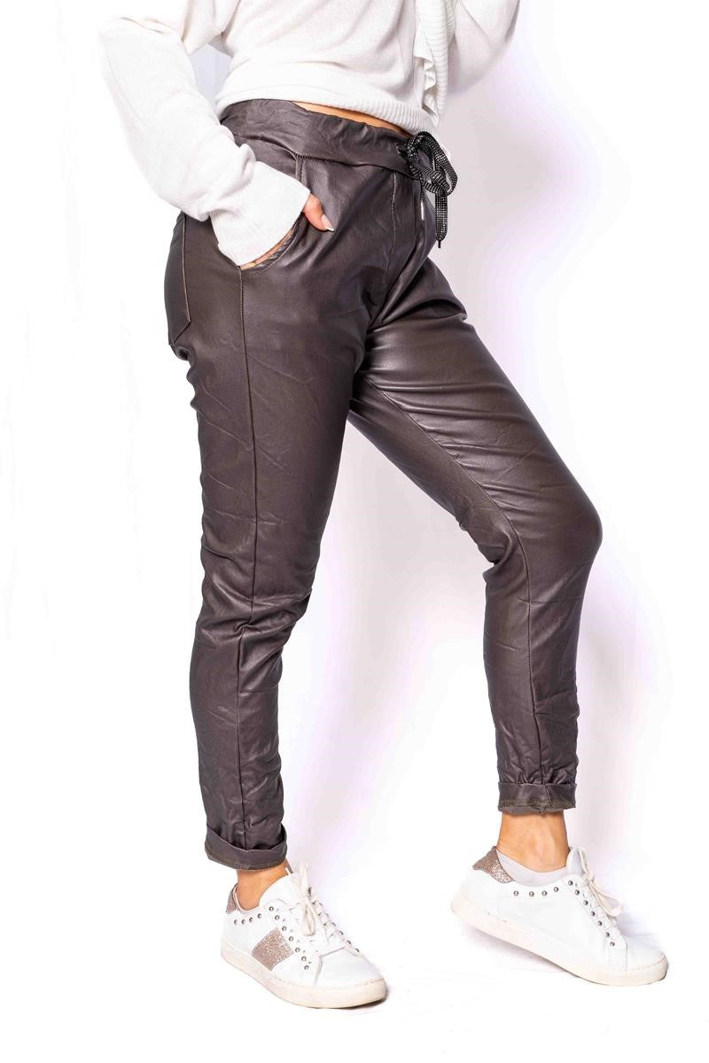 Italian Closet Dale Pleather Pant | Chocolate