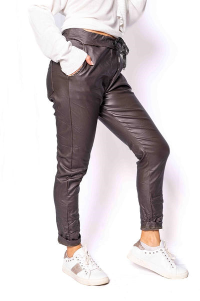 Italian Closet Dale Pleather Pant | Chocolate