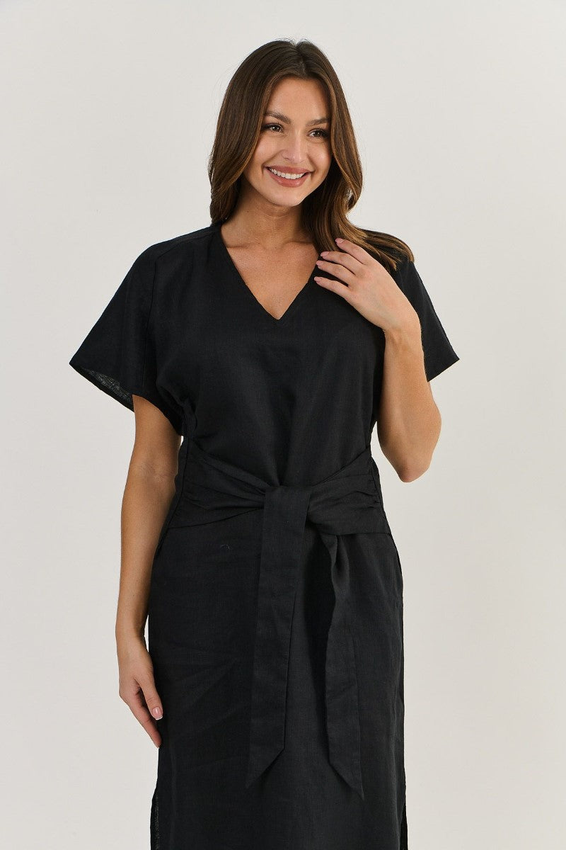 Naturals 522 Linen Dress | Black