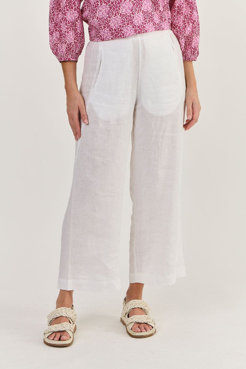 Naturals 398 Linen Pants | White