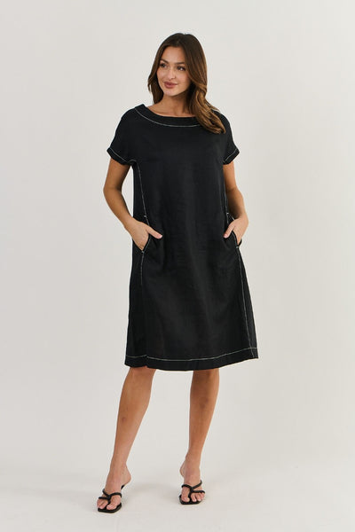 Naturals 520 Linen Dress | Black