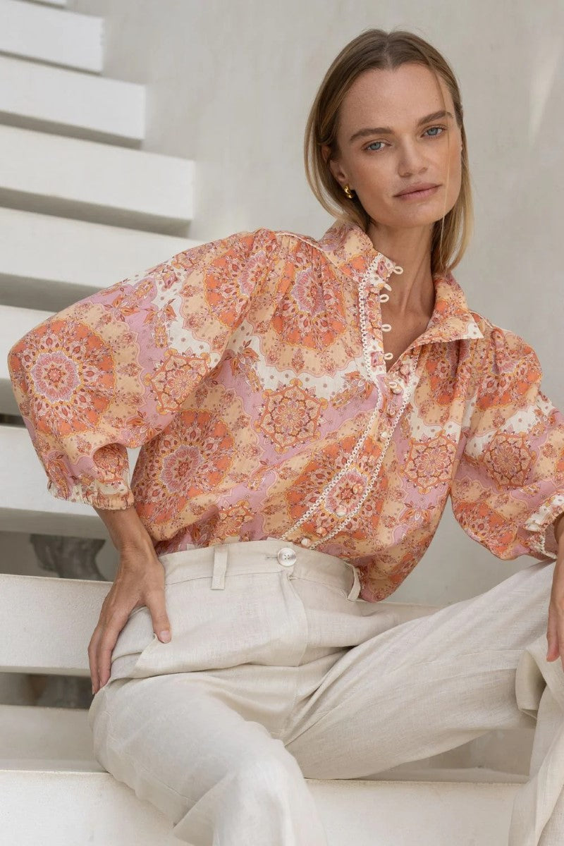 Zoe Kratzmann Outlook Top | Sunset Mosaic