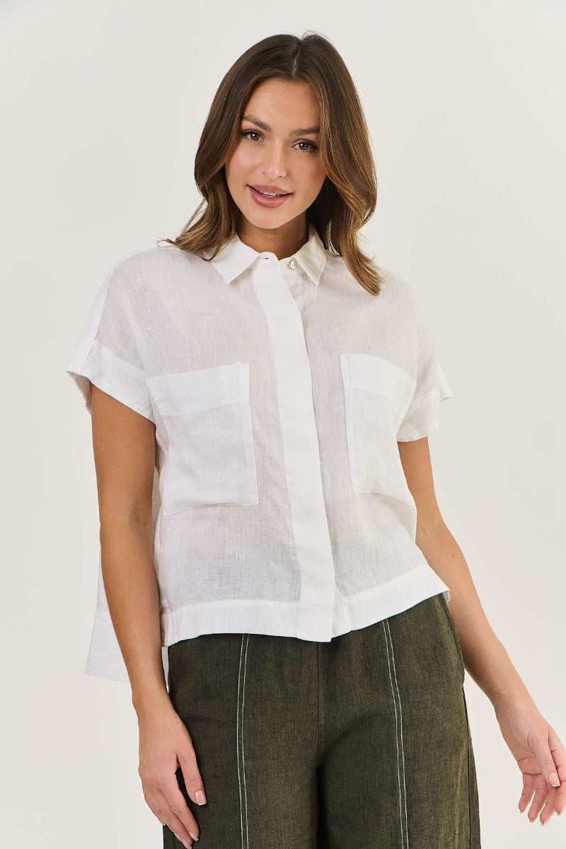 Naturals 533 Linen Top | White