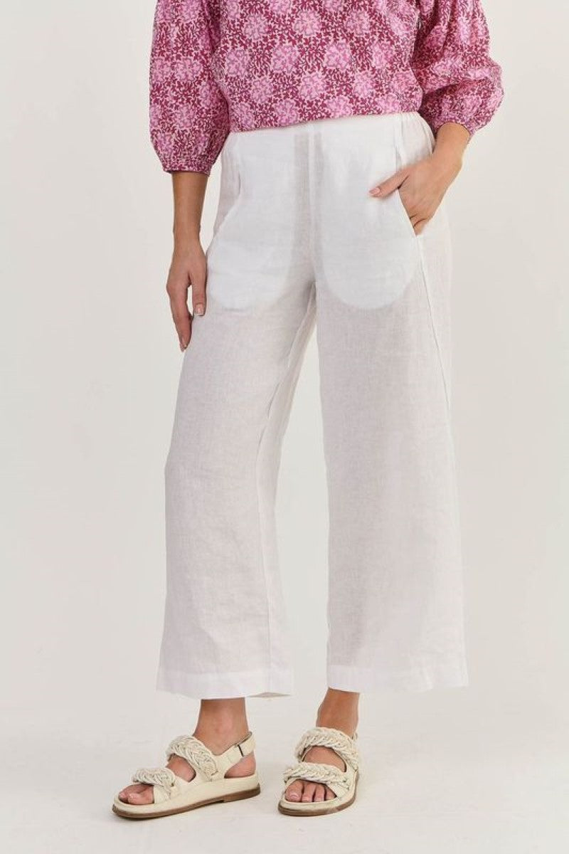 Naturals 398 Linen Pants | White